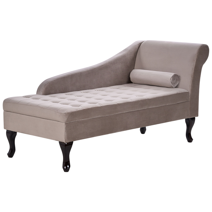 Beliani - PESSAC - Chaise longue - Taupe - Rechterzijde - Fluweel