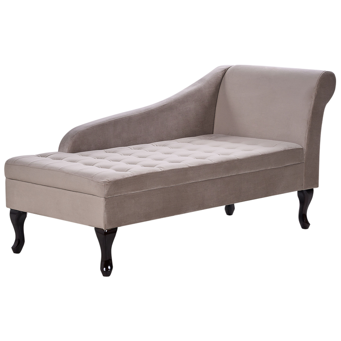 Beliani - PESSAC - Chaise longue - Taupe - Rechterzijde - Fluweel
