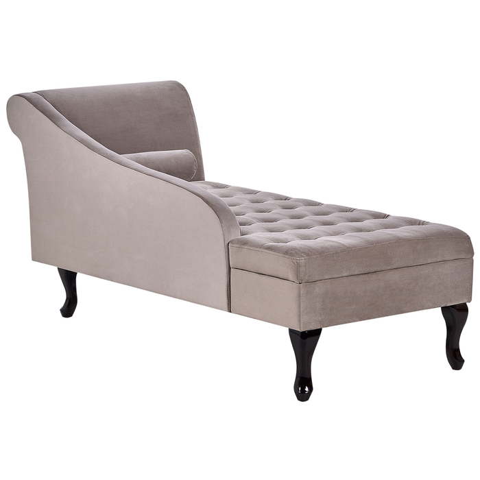 Beliani - PESSAC - Chaise longue - Taupe - Rechterzijde - Fluweel