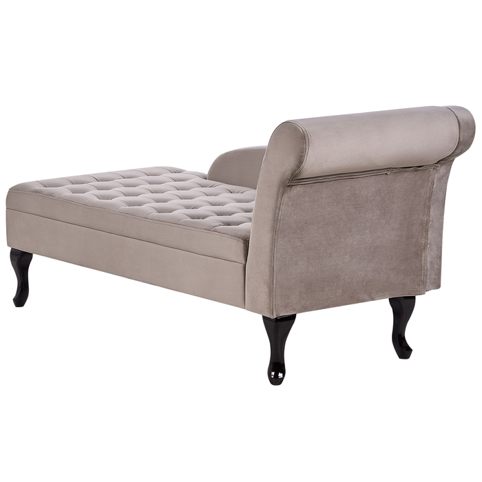 Beliani - PESSAC - Chaise longue - Taupe - Rechterzijde - Fluweel