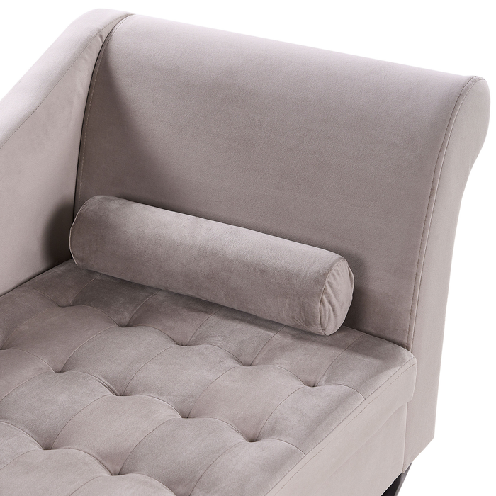 Beliani - PESSAC - Chaise longue - Taupe - Rechterzijde - Fluweel