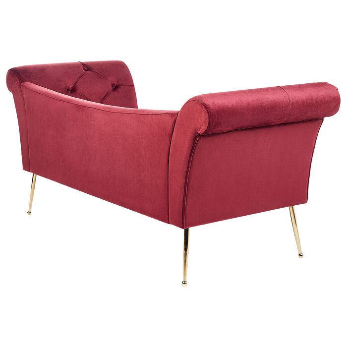 Beliani - NANTILLY - Chaise longue - Donkerrood - Fluweel