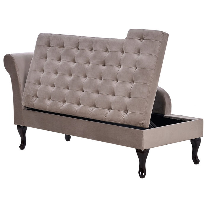 Beliani - PESSAC - Chaise longue - Taupe - Linkerzijde - Fluweel
