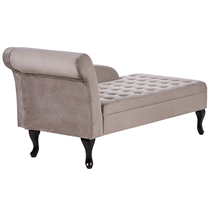 Beliani - PESSAC - Chaise longue - Taupe - Linkerzijde - Fluweel