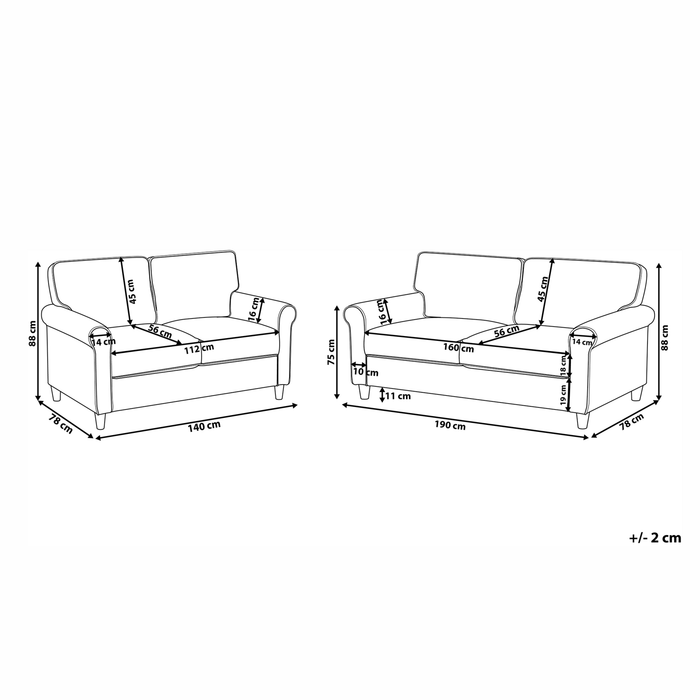 Beliani - RONNEBY - Woonkamerset - Lichtbruin - Polyester