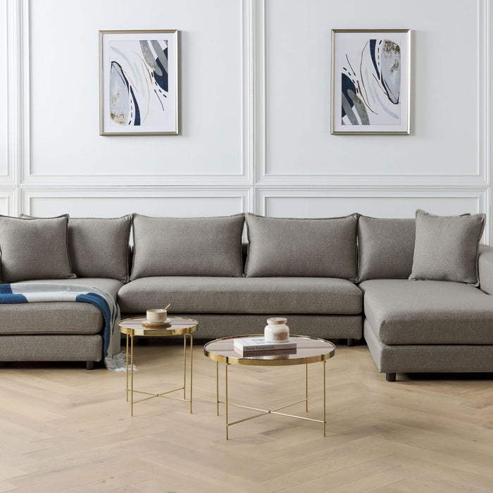 Beliani - LILVIKEN - Bank U-vormig - Taupe - 5 persoons - Polyester