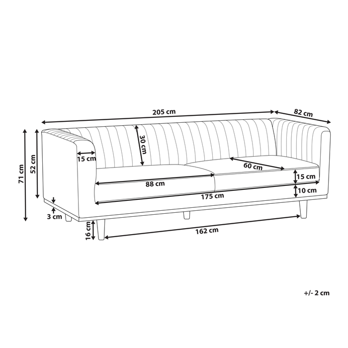 Beliani - SKAULE - Driezitsbank - Lichtbruin - Polyester