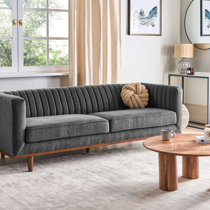 Beliani - SKAULE - Driezitsbank - Donkergrijs - Polyester