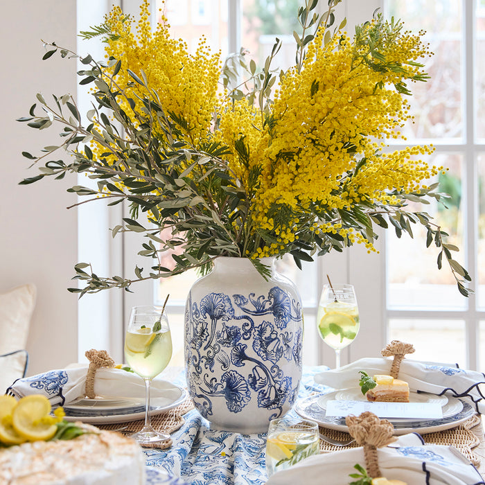 Riviera Maison Vaas Blauw|wit - Amalfi - Aardewerk (ØxH) 22x31