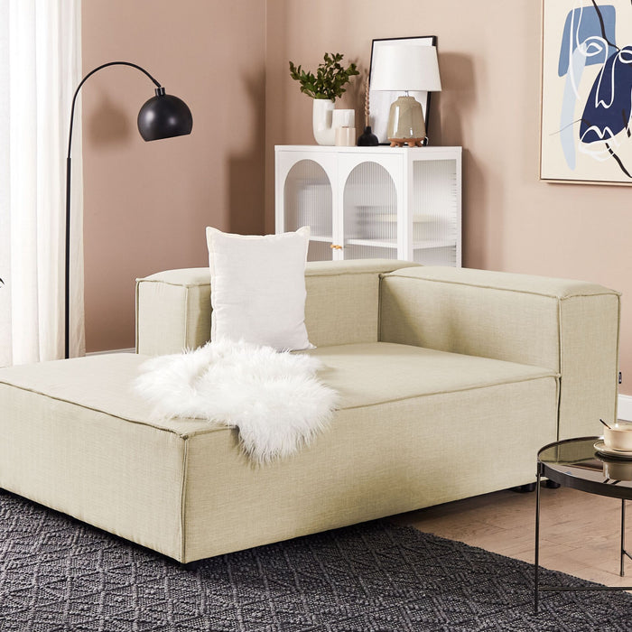 Beliani - APRICA - Chaise longue - Beige - Rechterzijde - Linnen