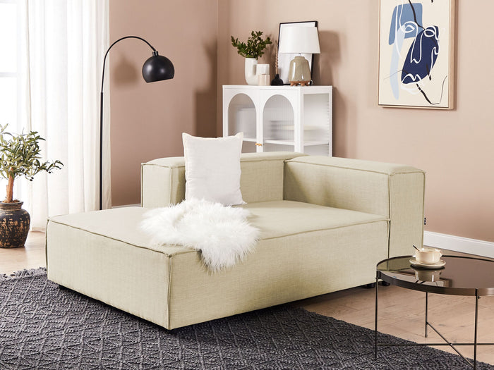 Beliani - APRICA - Chaise longue - Beige - Rechterzijde - Linnen