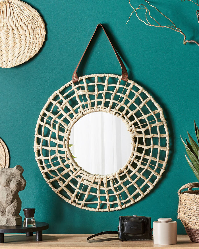 Beliani - PALACI - Wandspiegel - Natuurlijk - Papier touw