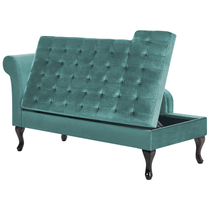 Beliani - PESSAC - Chaise longue - Blauwgroen - Linkerzijde - Fluweel