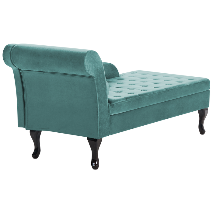 Beliani - PESSAC - Chaise longue - Blauwgroen - Linkerzijde - Fluweel