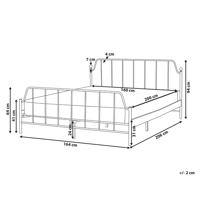 Beliani - MAURESSAC - Tweepersoonsbed - Wit - 160 x 200 cm - Metaal