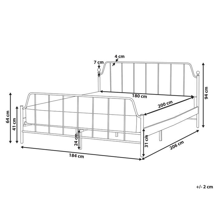 Beliani - MAURESSAC - Tweepersoonsbed - Wit - 180 x 200 cm - Metaal