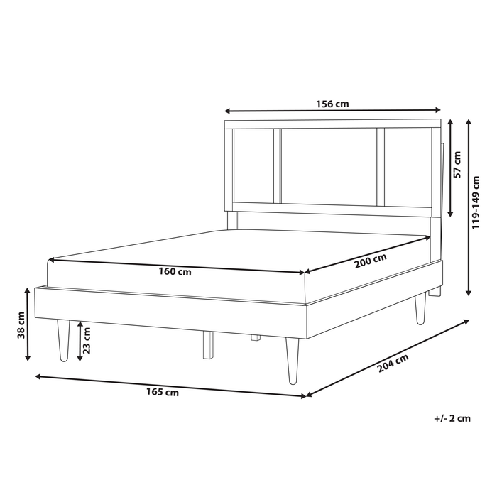 Beliani-AURAY-Tweepersoonsbed-Lichthout-160 x 200 cm-Rubberhout