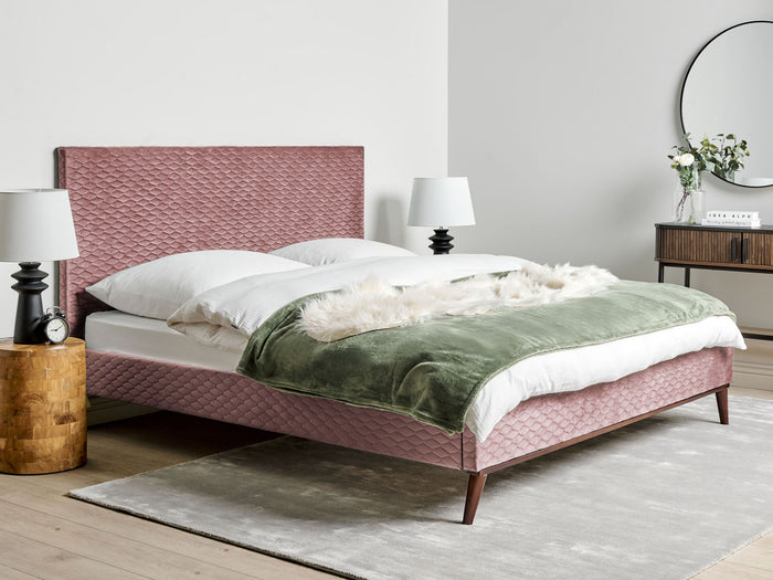 Beliani - BAYONNE - Tweepersoonsbed - Roze - 180 x 200 cm - Fluweel