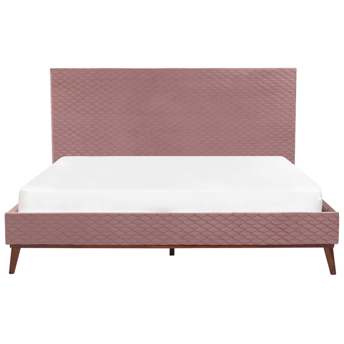 Beliani - BAYONNE - Tweepersoonsbed - Roze - 180 x 200 cm - Fluweel