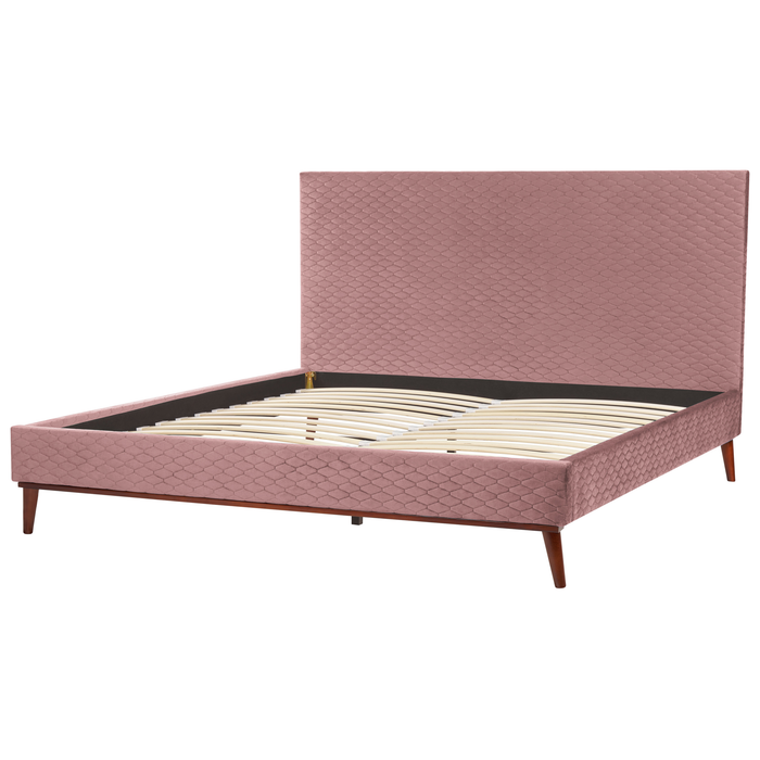 Beliani - BAYONNE - Tweepersoonsbed - Roze - 180 x 200 cm - Fluweel