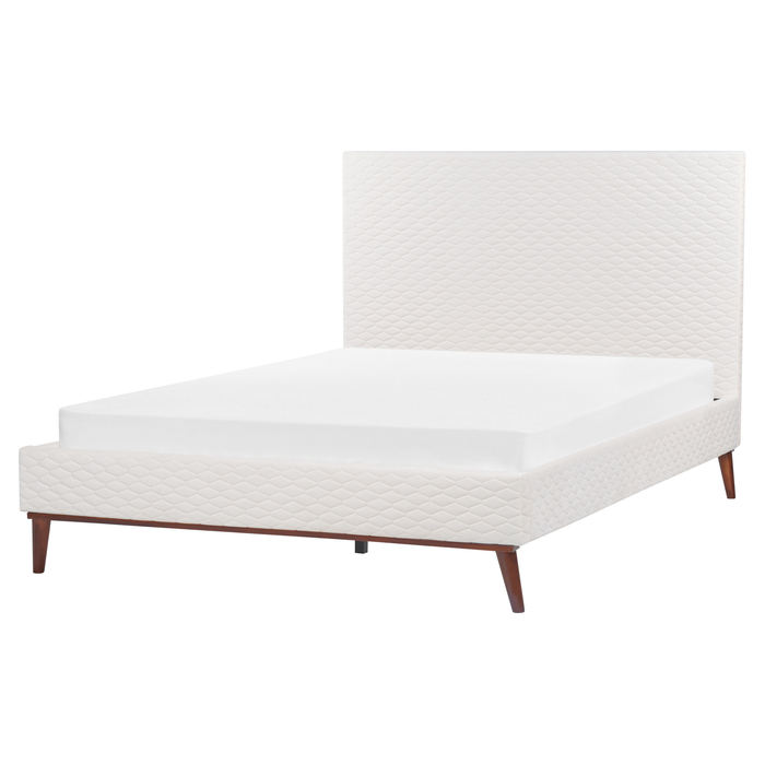 Beliani-BAYONNE-Tweepersoonsbed-Gebroken wit-140 x 200 cm-Fluweel