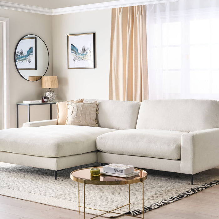 Beliani - MALOY - Hoekbank - Gebroken wit - Rechtszijdig - Polyester