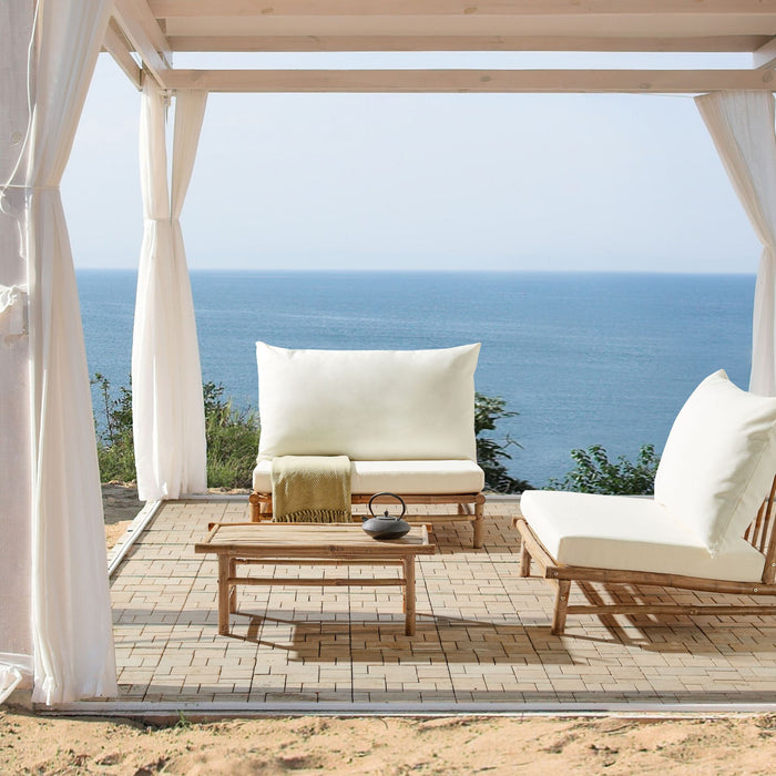 Beliani - TODI - Loungeset voor 2 - Lichthout|Wit - Bamboe