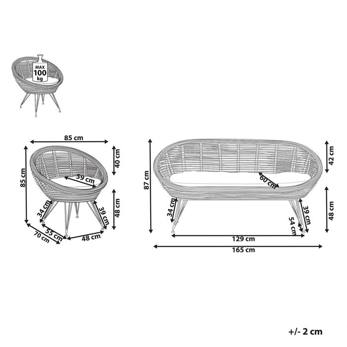 Beliani - MARATEA - Loungeset - Lichtbeige - Rotan
