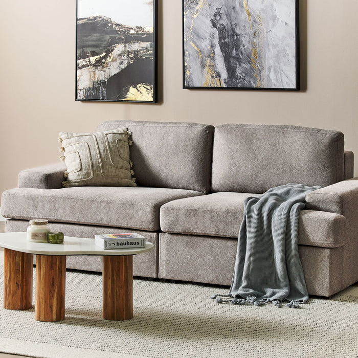 Beliani - ALLA - Driezitsbank - Taupe - Polyester