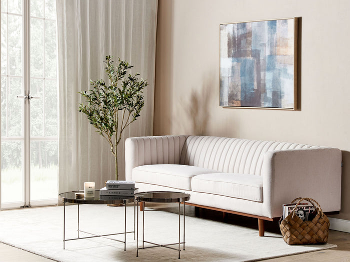 Beliani - SKAULE - Driezitsbank - Beige - Polyester