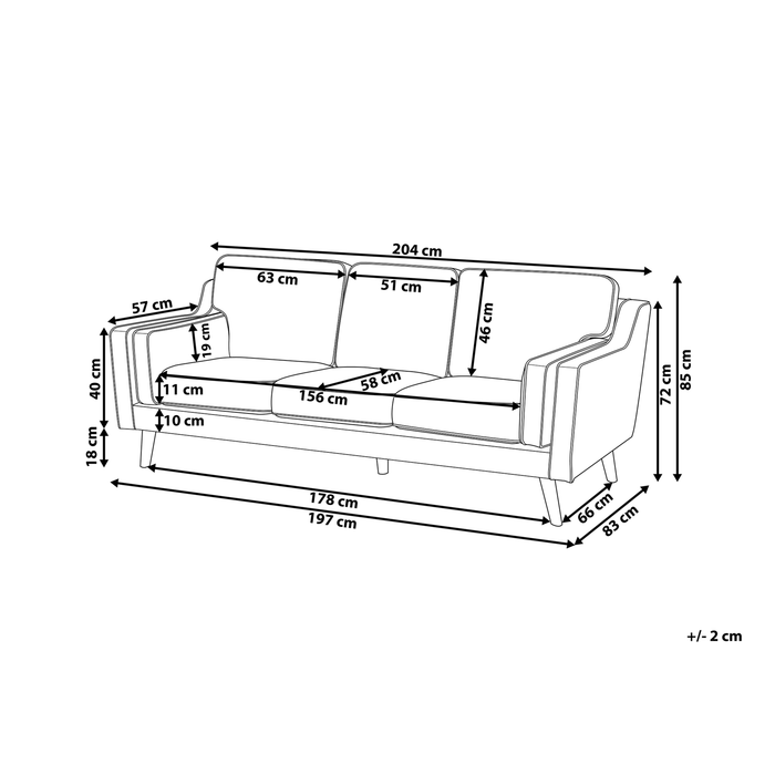 Beliani - LOKKA - Driezitsbank - Gebroken wit - Polyester