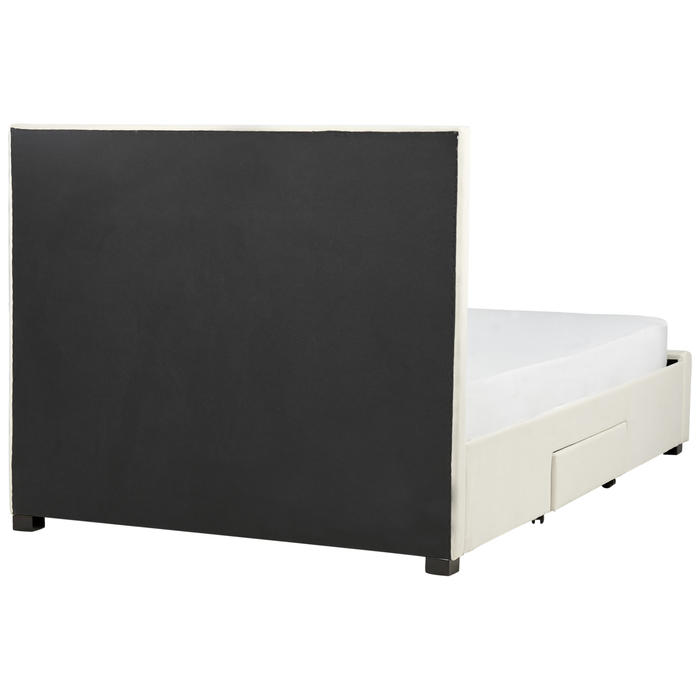 Beliani-LIEVIN-Bed met opbergruimte-Lichtbeige-140 x 200 cm-Fluweel