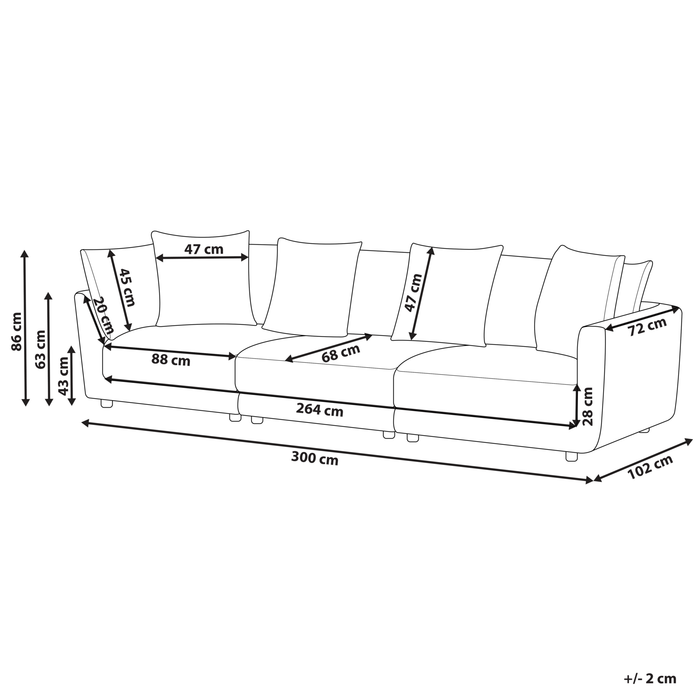 Beliani - SIGTUNA - Driezitsbank - Lichtgrijs - Polyester