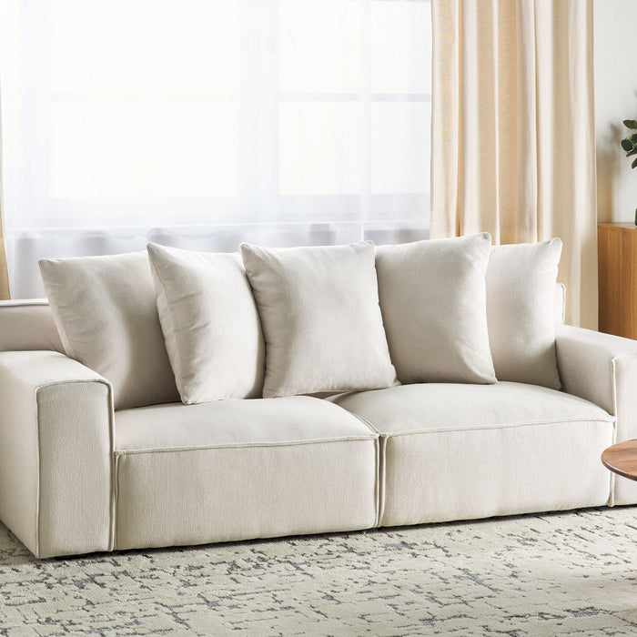 Beliani - VISKAN - Driezitsbank - Gebroken wit - Chenille