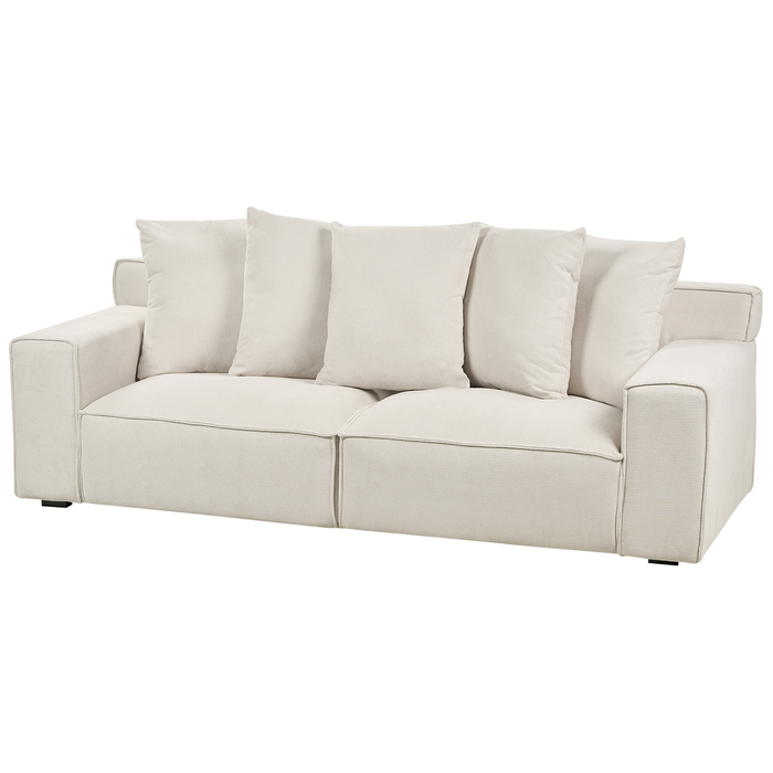 Beliani - VISKAN - Driezitsbank - Gebroken wit - Chenille