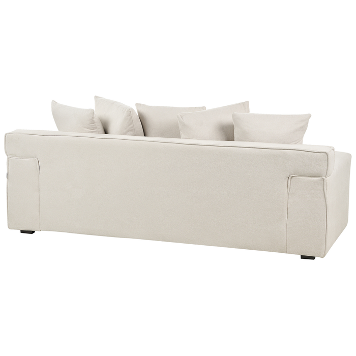 Beliani - VISKAN - Driezitsbank - Gebroken wit - Chenille