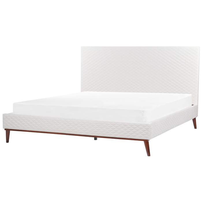 Beliani-BAYONNE-Tweepersoonsbed-Gebroken wit-180 x 200 cm-Fluweel