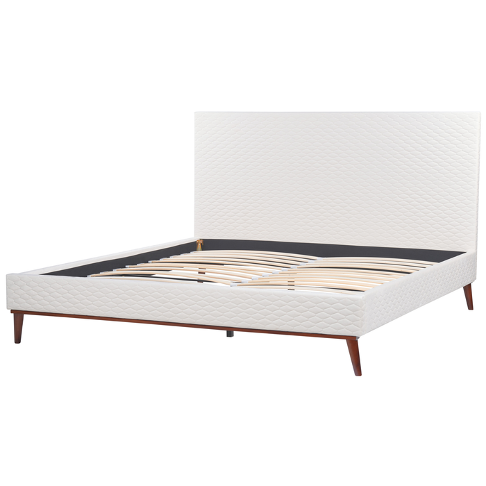Beliani-BAYONNE-Tweepersoonsbed-Gebroken wit-180 x 200 cm-Fluweel