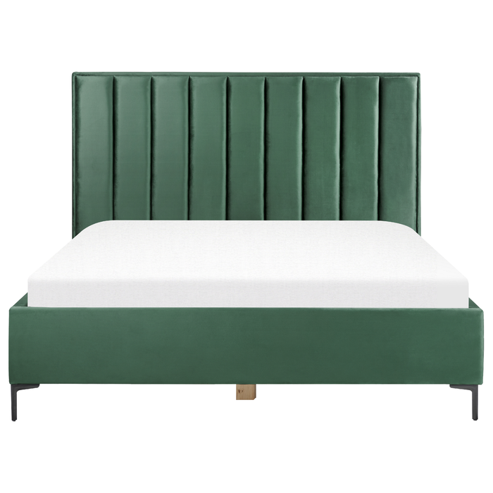 Beliani-SEZANNE -Slaapkamerset-Donkergroen-180 x 200 cm-Fluweel
