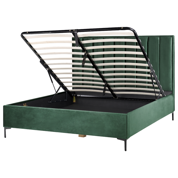 Beliani-SEZANNE -Slaapkamerset-Donkergroen-180 x 200 cm-Fluweel