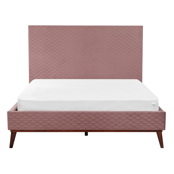 Beliani - BAYONNE - Tweepersoonsbed - Roze - 140 x 200 cm - Fluweel