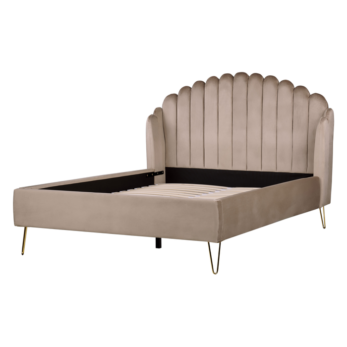 Beliani - AMBILLOU - Tweepersoonsbed - Taupe - 140 x 200 cm - Fluweel