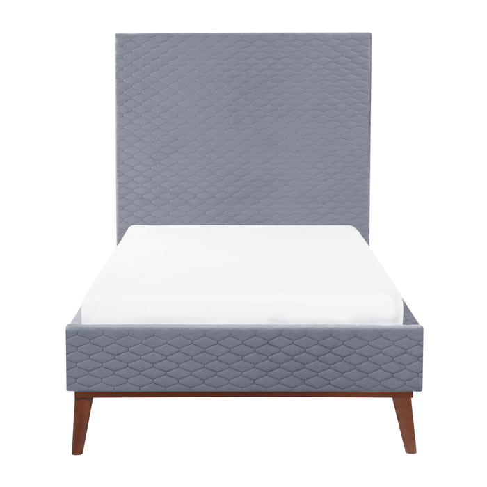 Beliani - BAYONNE - Eenpersoonsbed - Grijs - 90 x 200 cm - Fluweel