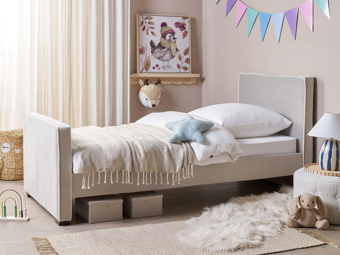 Beliani - TEENIE - Eenpersoonsbed - Lichtgrijs - 90 x 200 cm - Fluweel