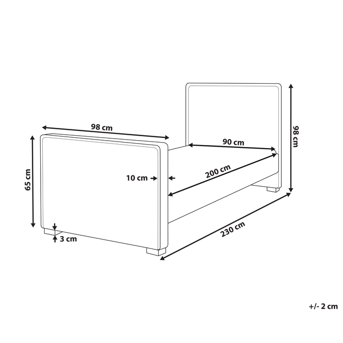 Beliani - TEENIE - Eenpersoonsbed - Lichtblauw - 90 x 200 cm - Fluweel