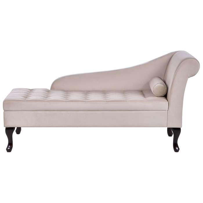 Beliani - PESSAC - Chaise longue - Lichtbeige - Rechterzijde - Fluweel