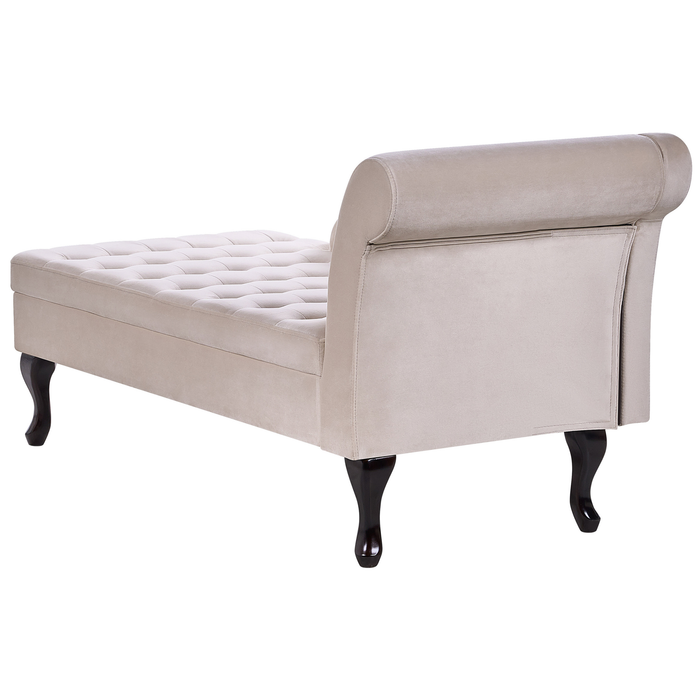 Beliani - PESSAC - Chaise longue - Lichtbeige - Rechterzijde - Fluweel