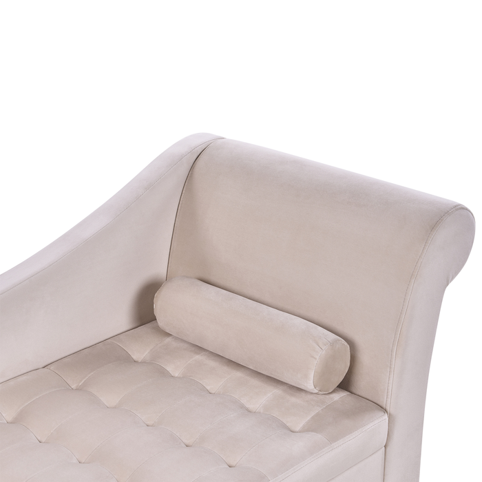 Beliani - PESSAC - Chaise longue - Lichtbeige - Rechterzijde - Fluweel