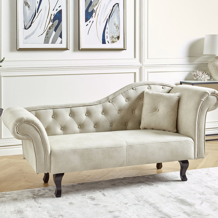 Beliani-LATTES II-Chaise longue-Lichtbeige-Rechterzijde-Fluweel