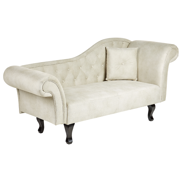 Beliani-LATTES II-Chaise longue-Lichtbeige-Rechterzijde-Fluweel